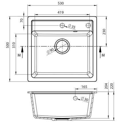 Sapho - Keittiöallas 53x50 cm graniitti/beige