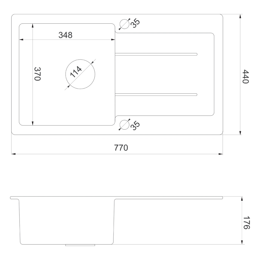 Sapho - Keittiöallas 77x44 cm graniitti/musta