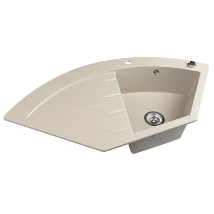 Sapho - Kulmaan asennettava keittiöallas 114x57,5 cm graniitti/beige