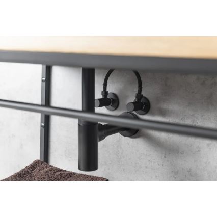 Sapho - Kulmaventtiili rosetilla pyöreä/mattamusta