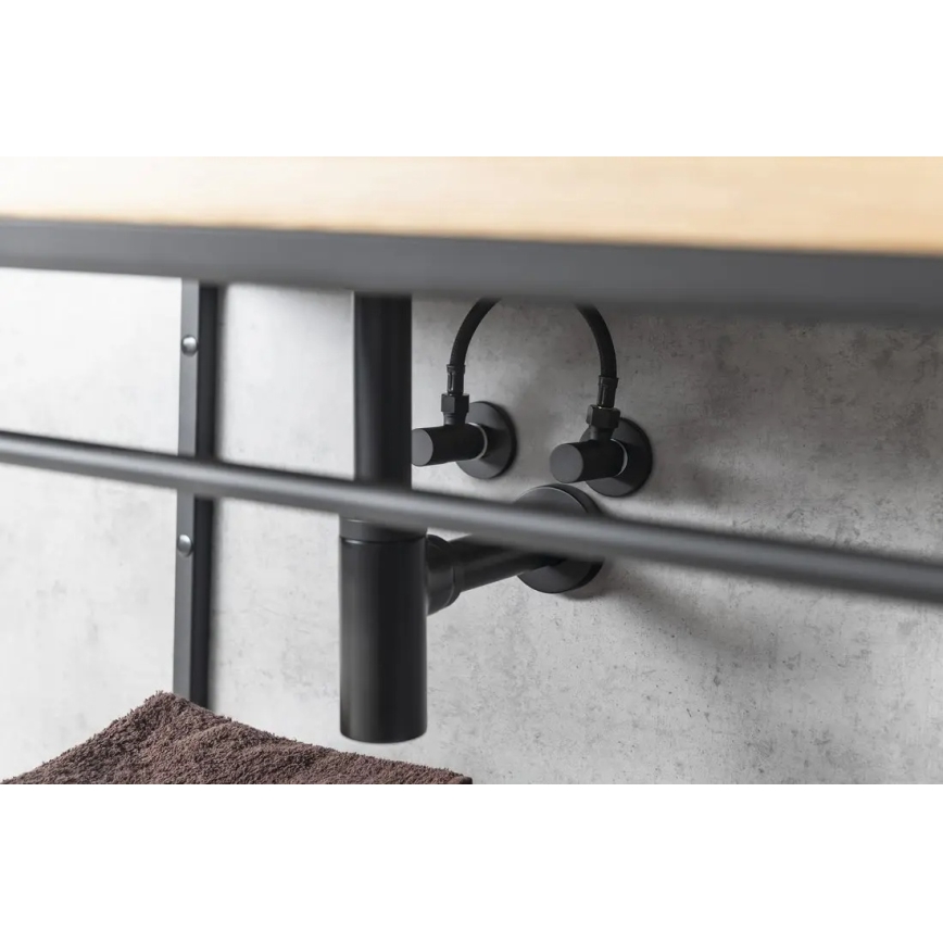 Sapho - Kulmaventtiili rosetilla pyöreä/mattamusta