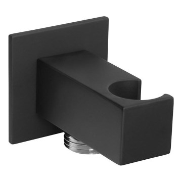 Sapho - Kulmikas kiinteä suihkuteline ulostulolla/matta musta