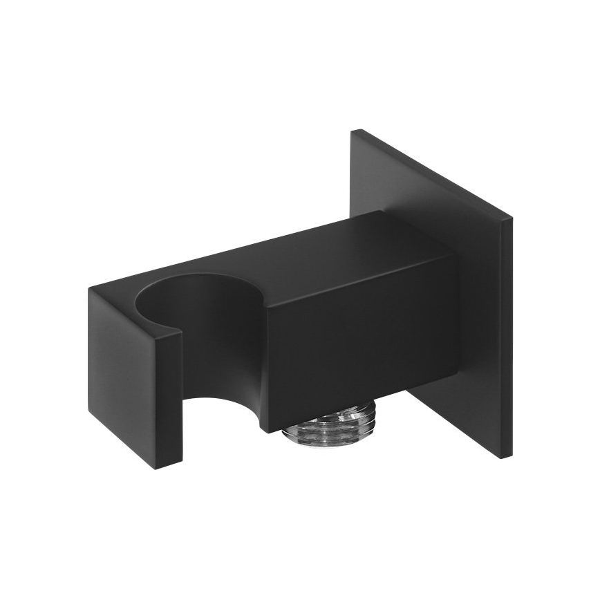 Sapho - Kulmikas kiinteä suihkuteline ulostulolla/matta musta