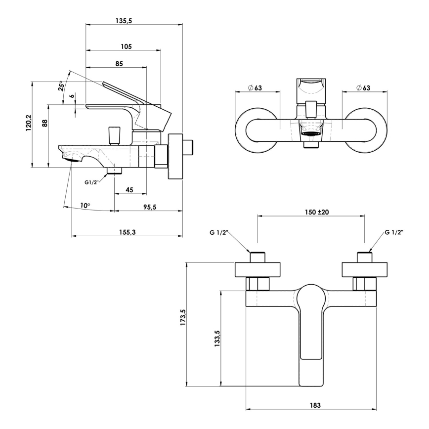 Sapho - Kylpyhana PAX kiiltävä kromi