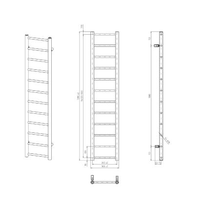 Sapho - Kylpyhuoneen pyyhekuivain DINA 278W 30x138 cm mattamusta