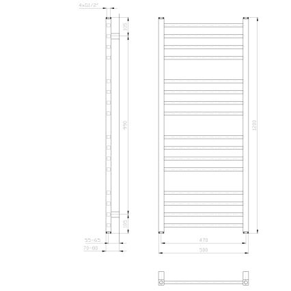 Sapho - kylpyhuoneen pyyhekuivain METRO 120x50 cm valkoinen