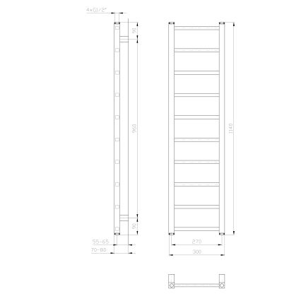 Sapho - Kylpyhuoneen pyyhekuivain METRO LIGHT 114x30 cm kiiltävä kromi