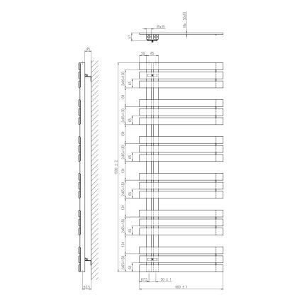 Sapho - Kylpyhuoneen pyyhekuivain SILVANA 680W/230V 60x150 cm valkoinen