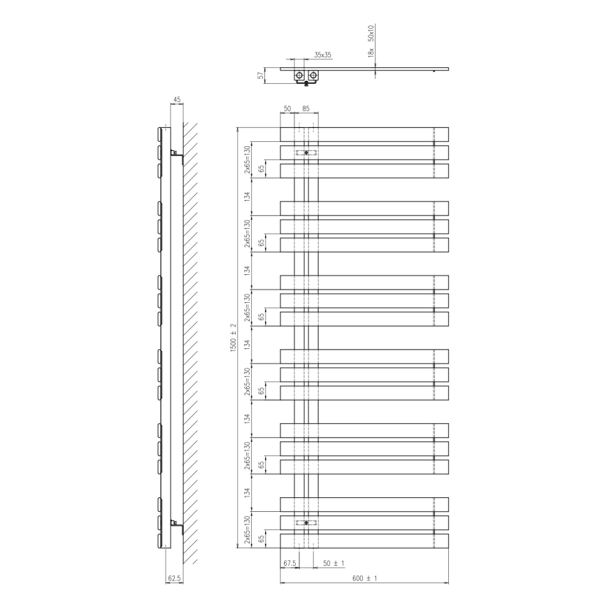 Sapho - Kylpyhuoneen pyyhekuivain SILVANA 680W/230V 60x150 cm valkoinen