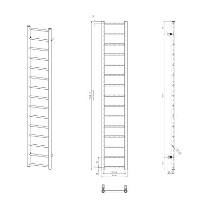 Sapho - Kylpyhuoneen radiaattori DINA 335W 30x174 cm valkoinen