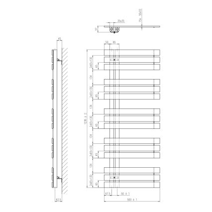 Sapho - Kylpyhuoneen radiaattori SILVANA 561W 50x124 cm beige