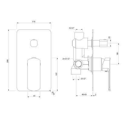Sapho - MIXONA uppoasennettava suihkusekoitin, kiiltävä kromi