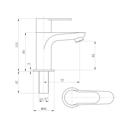 Sapho - Pesuallashana SMALL 11,3 cm kiiltävä kromi