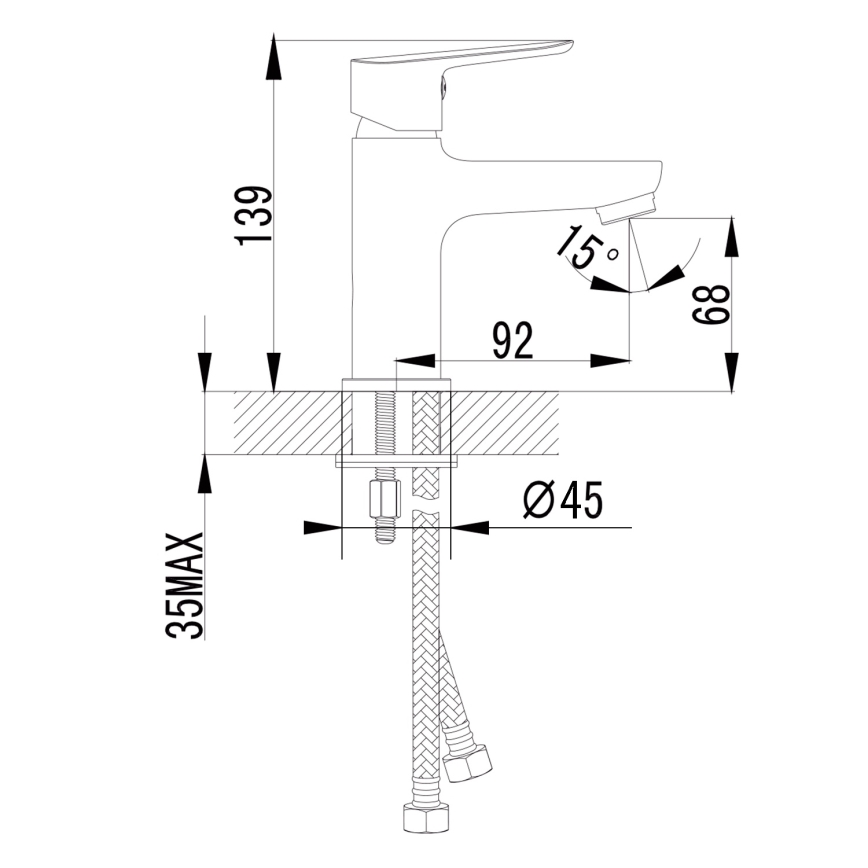 Sapho - Pesuallashana SMALL 13,9 cm kiiltävä kromi