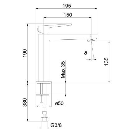 Sapho - Pesuallashana TURSI 19 cm, kiiltävä kromi