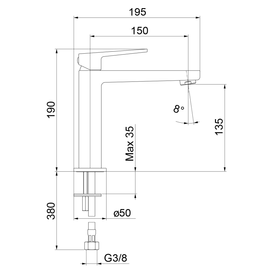 Sapho - Pesuallashana TURSI 19 cm, kiiltävä kromi