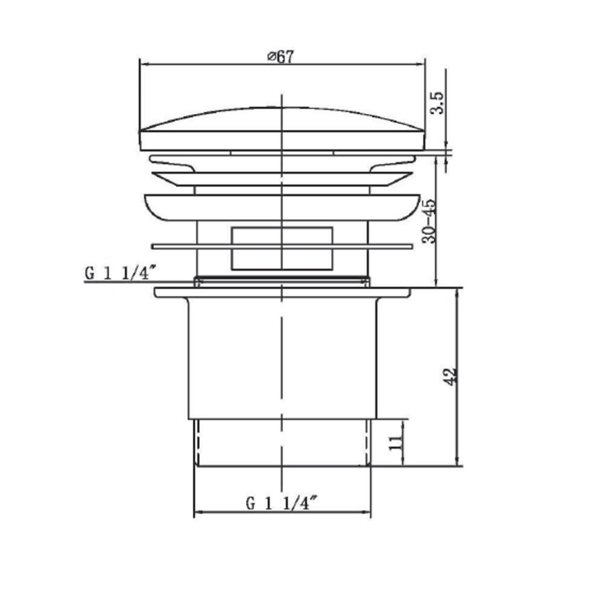 Sapho - Pesualtaan poistoventtiili, halkaisija 6,7 cm, kiiltävä kromi