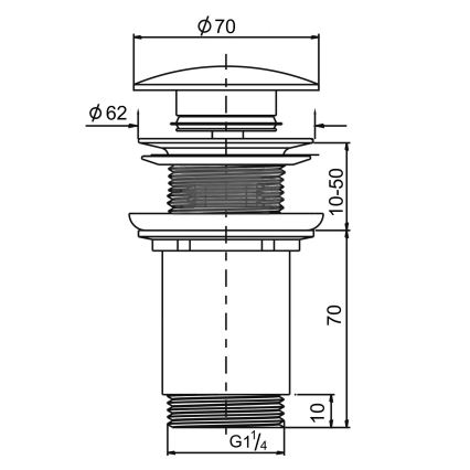 Sapho - Pesualtaan poistoventtiili Ø 7 cm mattamusta/kiiltävä kromi