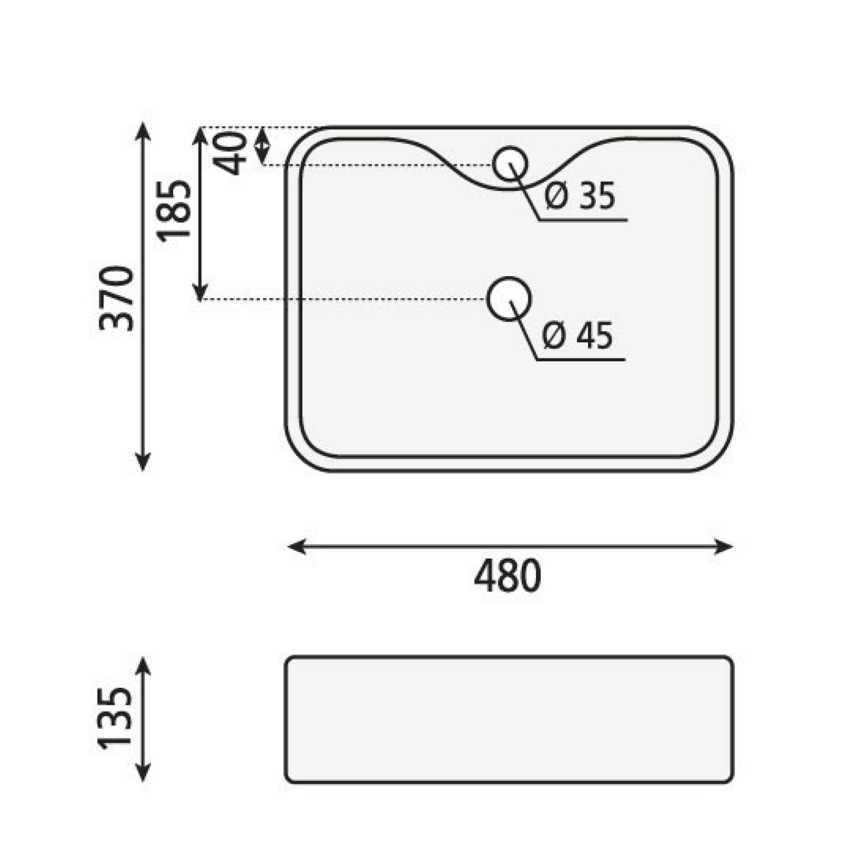 Sapho - Pöytätason pesuallas BALENA 48x37 cm mattamusta