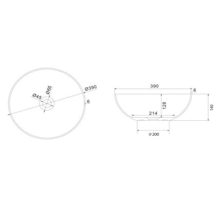Sapho - Pöytätason pesuallas FORMIGO Ø 39 cm betoni/antrasiitti