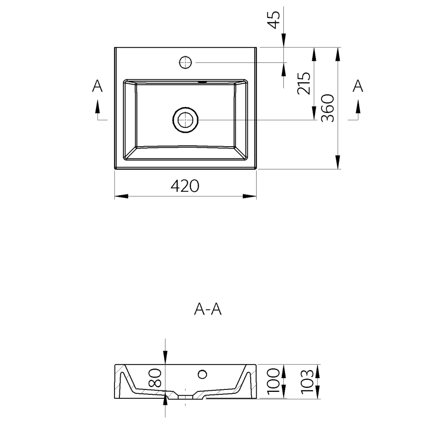 Sapho - Pöytätason pesuallas ORINOKO 42x36 cm keramiikka/valkoinen