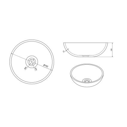 Sapho - PRIORI tasoon asennettava pesuallas Ø 41 cm, keramiikka/ruskea