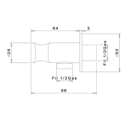 Sapho - Pyöreä kiinteä suihkuteline ulostulolla/kiiltävä kromi