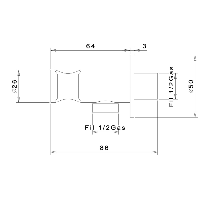 Sapho - Pyöreä kiinteä suihkuteline ulostulolla/kiiltävä kromi