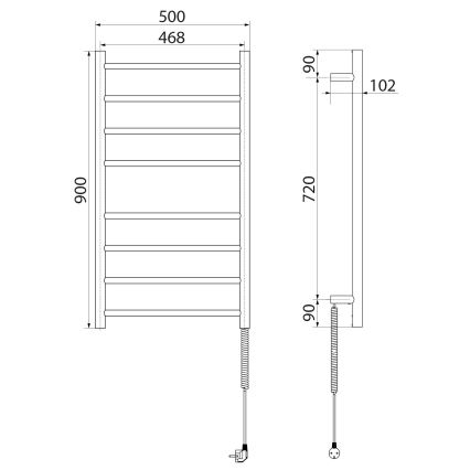 Sapho - Sähköinen pyyhekuivain REDONDO 75W/230V 90 cm kiiltävä kromi oikea pyöreä