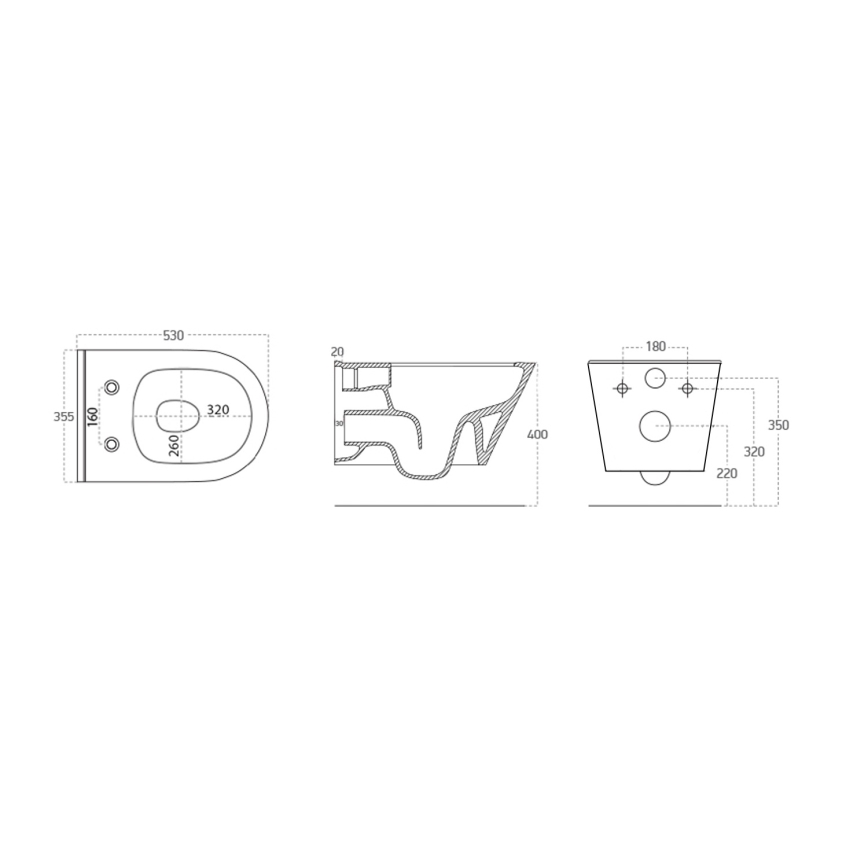 Sapho - seinään asennettava WC AVVA, keramiikka/musta