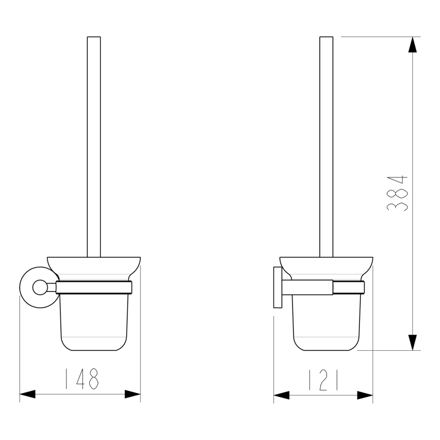 Sapho - Seinäkiinnitteinen WC-harja X-ROUND maitolasi/kiiltävä kromi