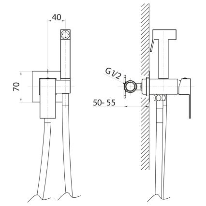 Sapho - Suihkulla varustettu bideehana piiloasennukseen CUBEMIX kulmikas/matta musta