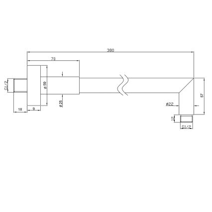 Sapho - Suihkuvarsi pyöreä 38 cm kiiltävä kromi