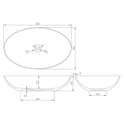 Sapho - Tasoallas FORMIGO 60x40 cm betoni/harmaa