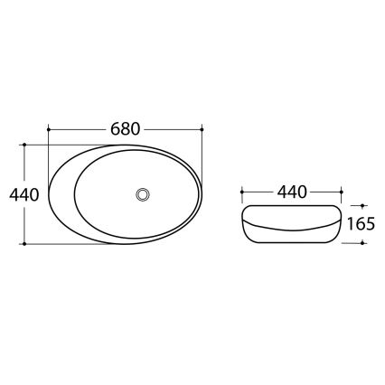 Sapho - Tasolle asennettava pesuallas DALMA 68x44 cm harmaa