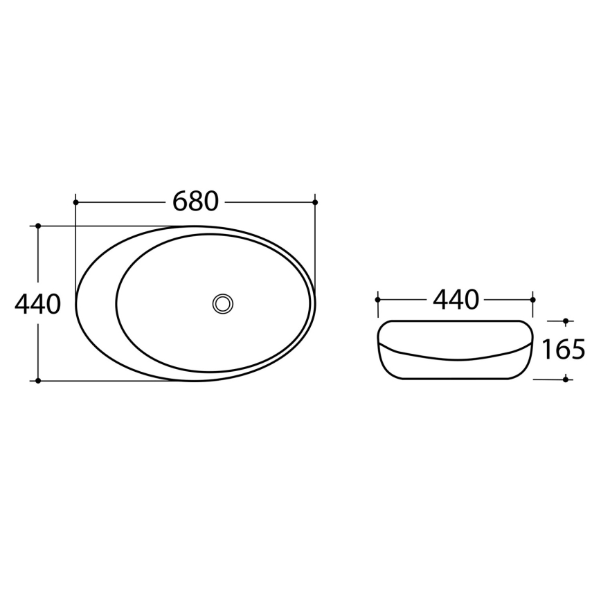 Sapho - Tasolle asennettava pesuallas DALMA 68x44 cm harmaa