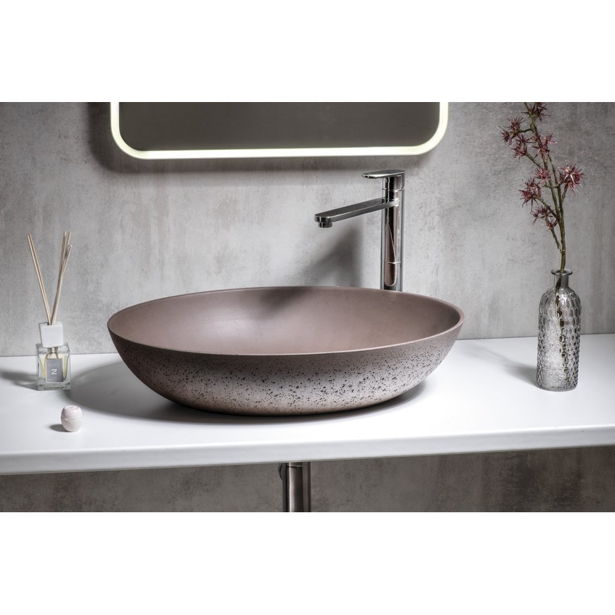 Sapho - Tasolle asennettava pesuallas FORMIGO 60x40 cm betoni/ruskea