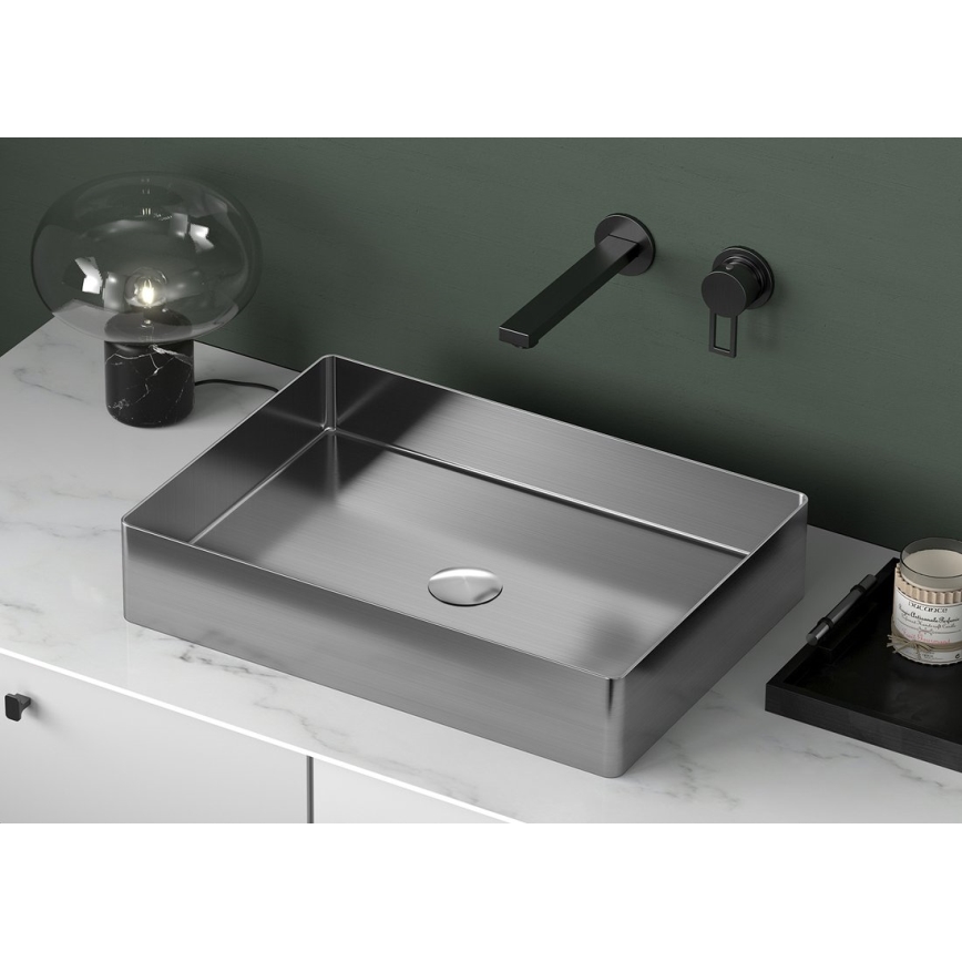 Sapho - tason päälle asennettava pesuallas AURUM 50x35 cm harjattu ruostumaton teräs