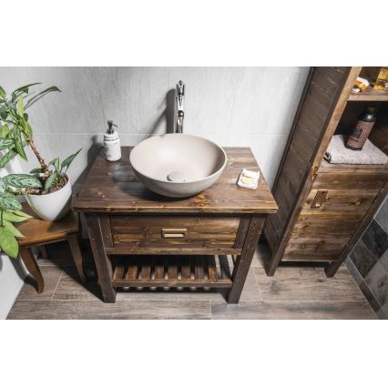 Sapho - Tason päälle asennettava pesuallas FORMIGO halkaisija 39 cm betoni/hiekanvärinen