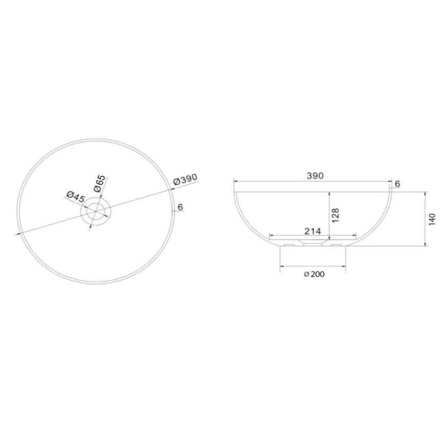 Sapho - Tason päälle asennettava pesuallas FORMIGO halkaisija 39 cm betoni/hiekanvärinen