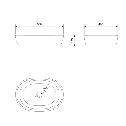 Sapho - Tason päälle asennettava pesuallas PRIORI 60x40 cm keramiikka/musta/sininen