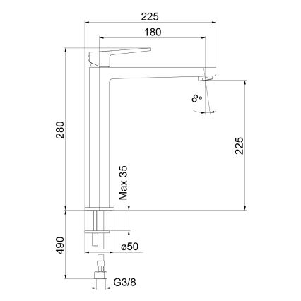 Sapho - TURSI pesuallosekoitin 28 cm mattamusta