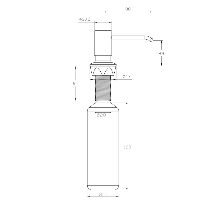 Sapho - Upotettava saippua-annostelija kiiltävä kromi