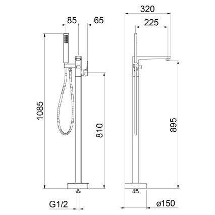 Sapho – Vapaasti seisova kylpyammeen hanasetti TURSI, kiiltävä kromi