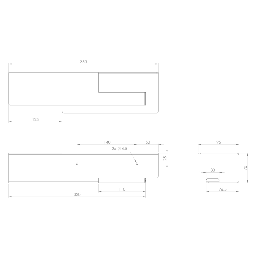 Sapho - WC-paperiteline hyllyllä 9,5x35 cm mattamusta
