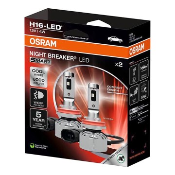 Sarja 2 kpl LED-autopolttimoa NIGHT BREAKER SMART H16 PGJ19-3/4W/12V 6000K - Osram