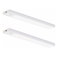 SARJA 2x ladattavaa LED-huonekalavalaisinta liiketunnistimella ja hämäräkytkimellä VIRO LED/1,2W/3,7V 800 mAh 3000/4000/6500K 30 cm valkoinen