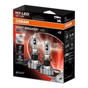SARJA 2x LED-autopolttimo NIGHT BREAKER H7 PX26d/16W/12V 6000K - Osram