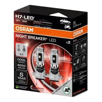 SARJA 2x LED-autopolttimo NIGHT BREAKER H7 PX26d/16W/12V 6000K - Osram