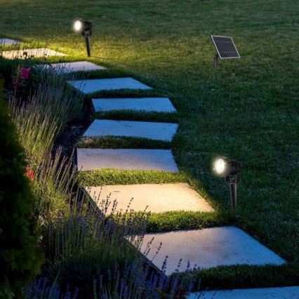 SETTI 2 kpl LED Ulkokäyttöön aurinkokäyttöinen lamppu 2xLED/1,2W/3,7V IP65 3000K 4000 mAh